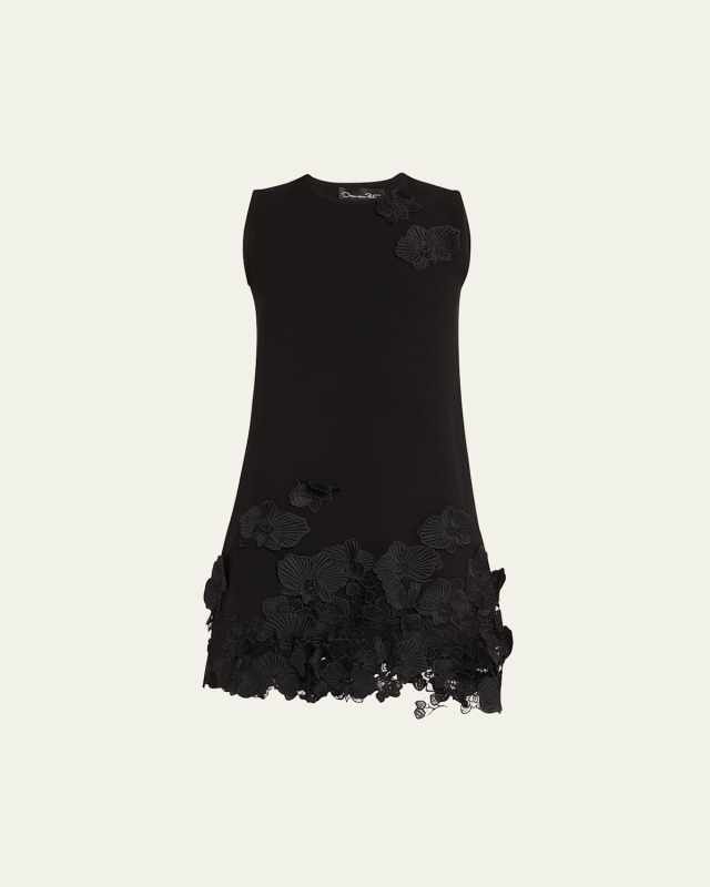 Floral Lace Trapeze Knit Mini Dress